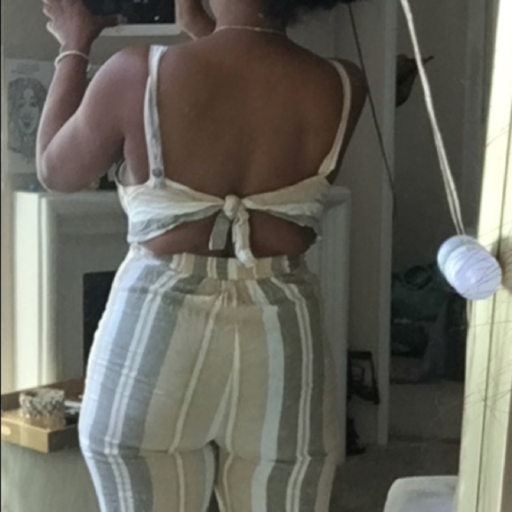 Striped Cream Jumpsuit romper